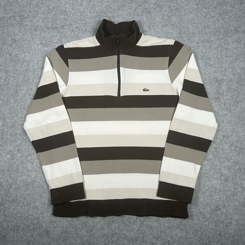 Lacoste Men's Striped Brown and Cream Shirt